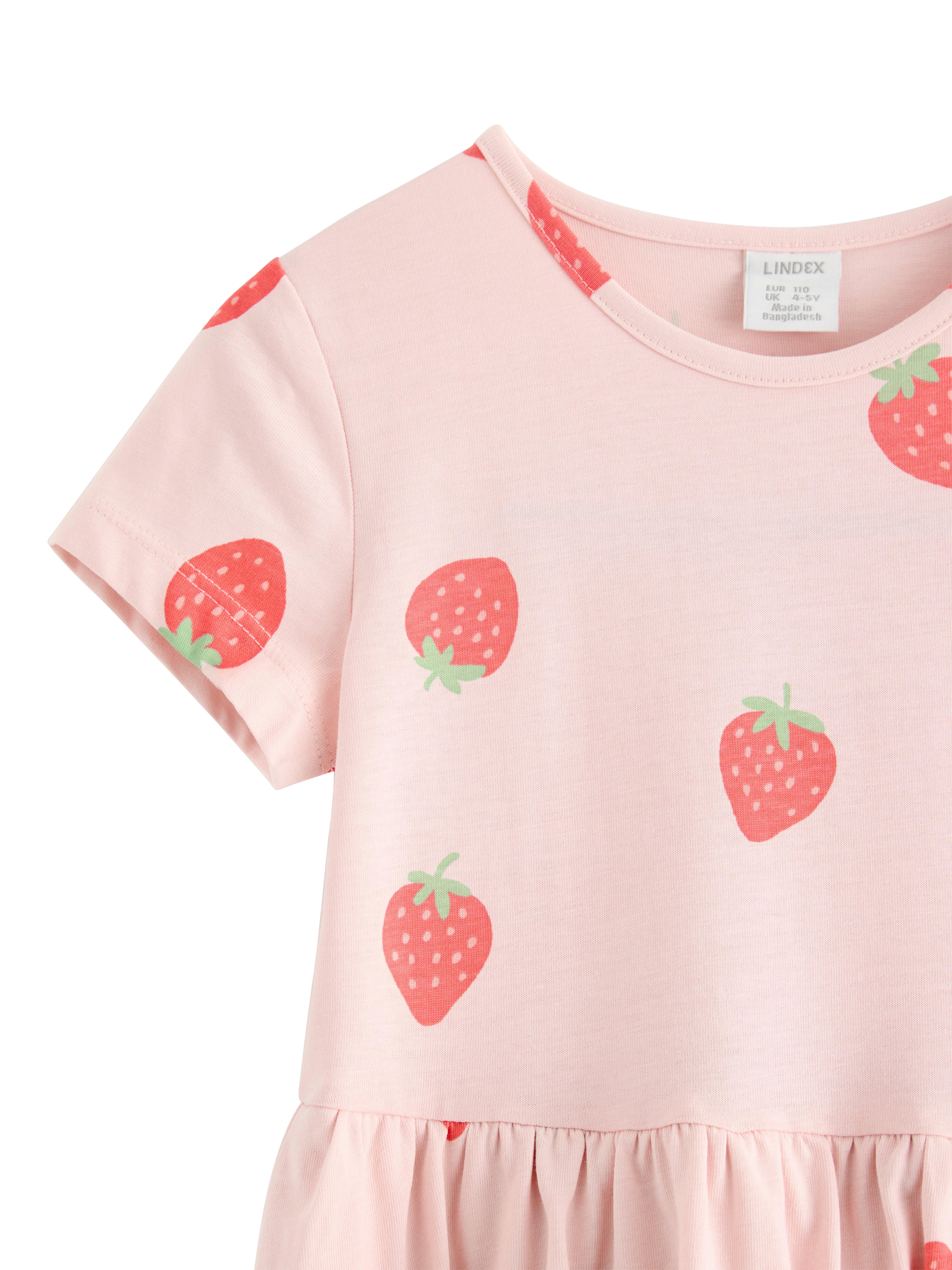 Product image 6 of 6, which shows Lindex Kids' Short Sleeve Strawberry Dress, Light Dusty Pink, 5-6 years