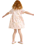 Lindex Kids' Cotton Floral Print Short Sleeve Dress, Light Pink