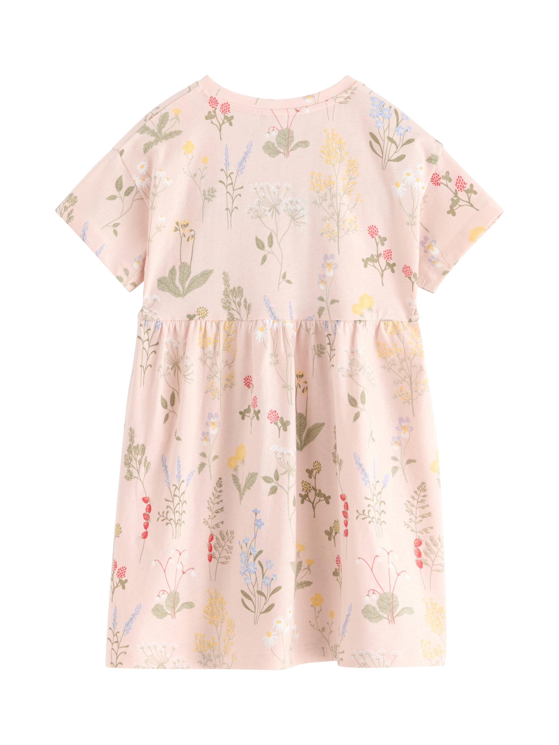 Product image 5 of 6, which shows Lindex Kids' Cotton Floral Print Short Sleeve Dress, Light Pink, 4-5 years