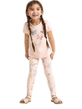 Lindex Kids' Floral Print Leggings, Light Pink