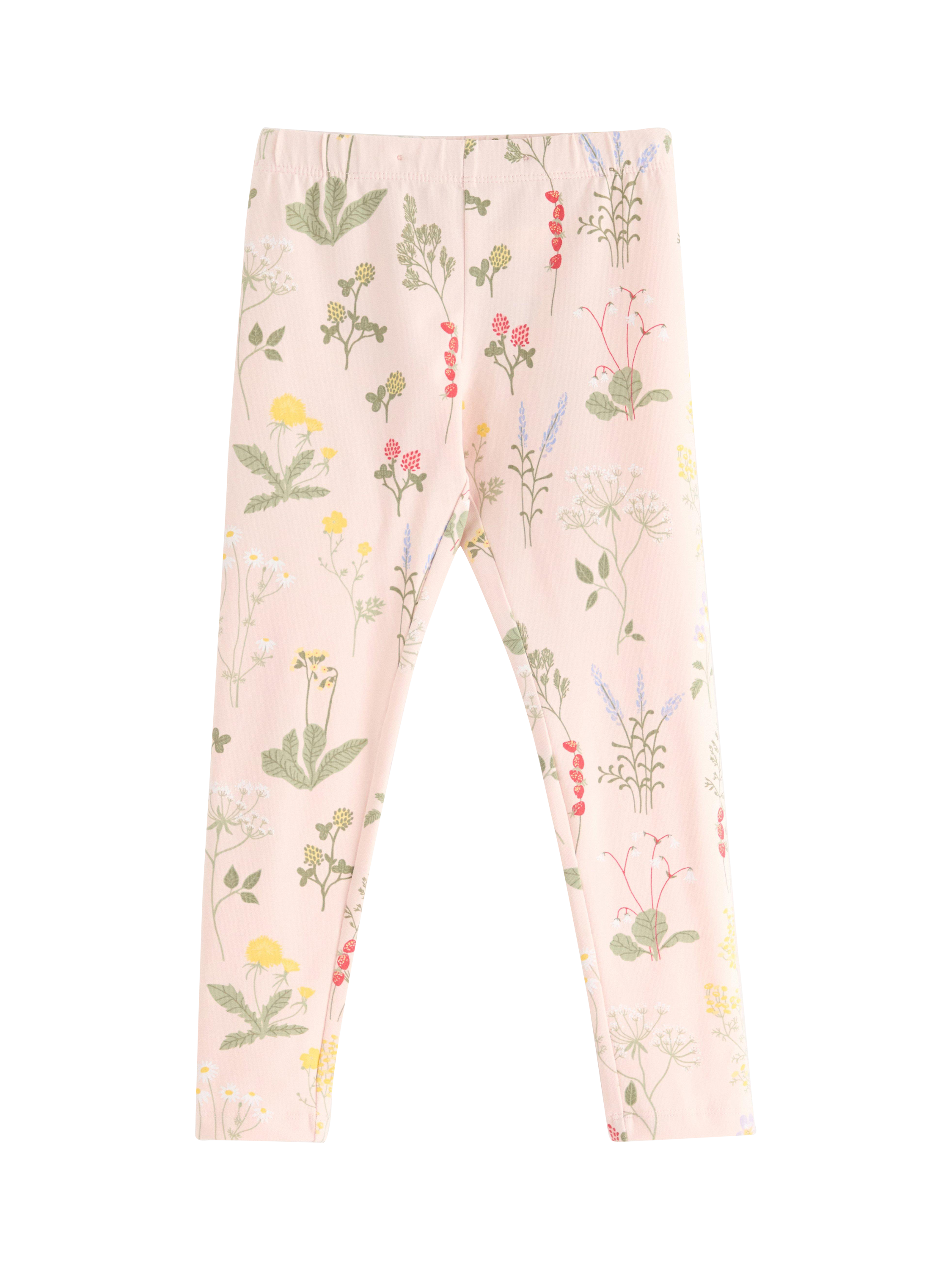 Product image 4 of 6, which shows Lindex Kids' Floral Print Leggings, Light Pink, 4-5 years