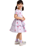 Lindex Kids' Cotton Strawberry Print Dress, Light Dusty Lilac
