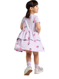 Lindex Kids' Cotton Strawberry Print Dress, Light Dusty Lilac