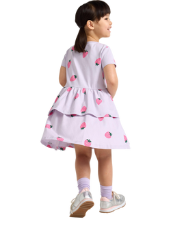 Lindex Kids' Cotton Strawberry Print Dress, Light Dusty Lilac - view 2, Light Dusty Lilac