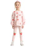 Lindex Kids' Cotton Blend Strawberry Leggings, Light Dusty Pink