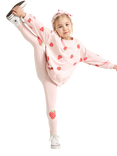 Lindex Kids' Cotton Blend Strawberry Leggings, Light Dusty Pink