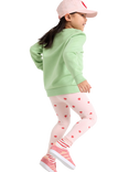 Lindex Kids' Cotton Blend Heart Print Trousers, Light Dusty Pink
