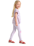 Lindex Kids' Cotton Blend Strawberry Leggings, Light Dusty Lilac