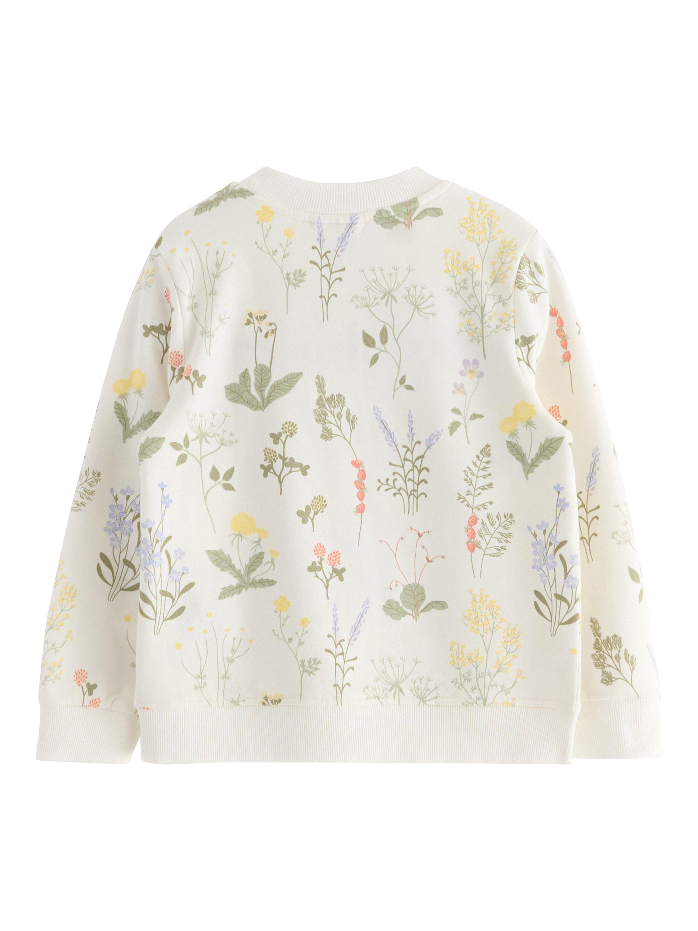 Product image 2 of 3, which shows Lindex Kids' Pure Cotton Floral Print Bomber Jacket, Light Dusty White, 4-6 years