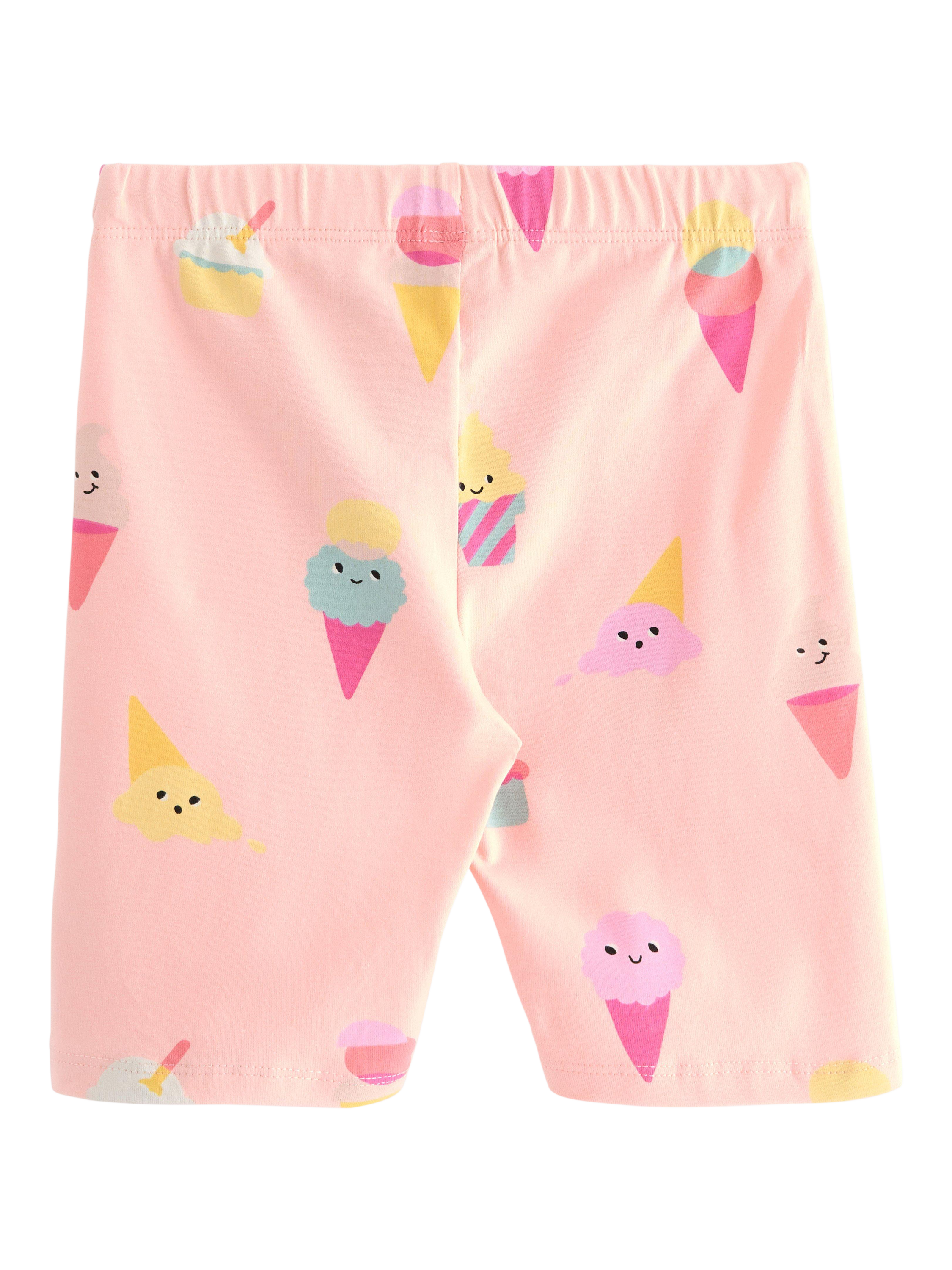 Product image 2 of 3, which shows Lindex Kids' Ice Cream Print Cycling Shorts, Light Pink, 3-4 years