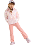 Lindex Kids' Glossy Hooded Padded Jacket, Light Pink