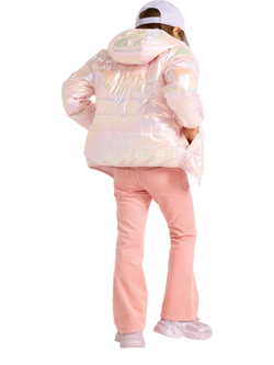 Lindex Kids' Glossy Hooded Padded Jacket, Light Pink - view 2, Light Pink