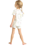 Lindex Kids' Cotton Floral Shortie Pyjama Set, Light Dusty White