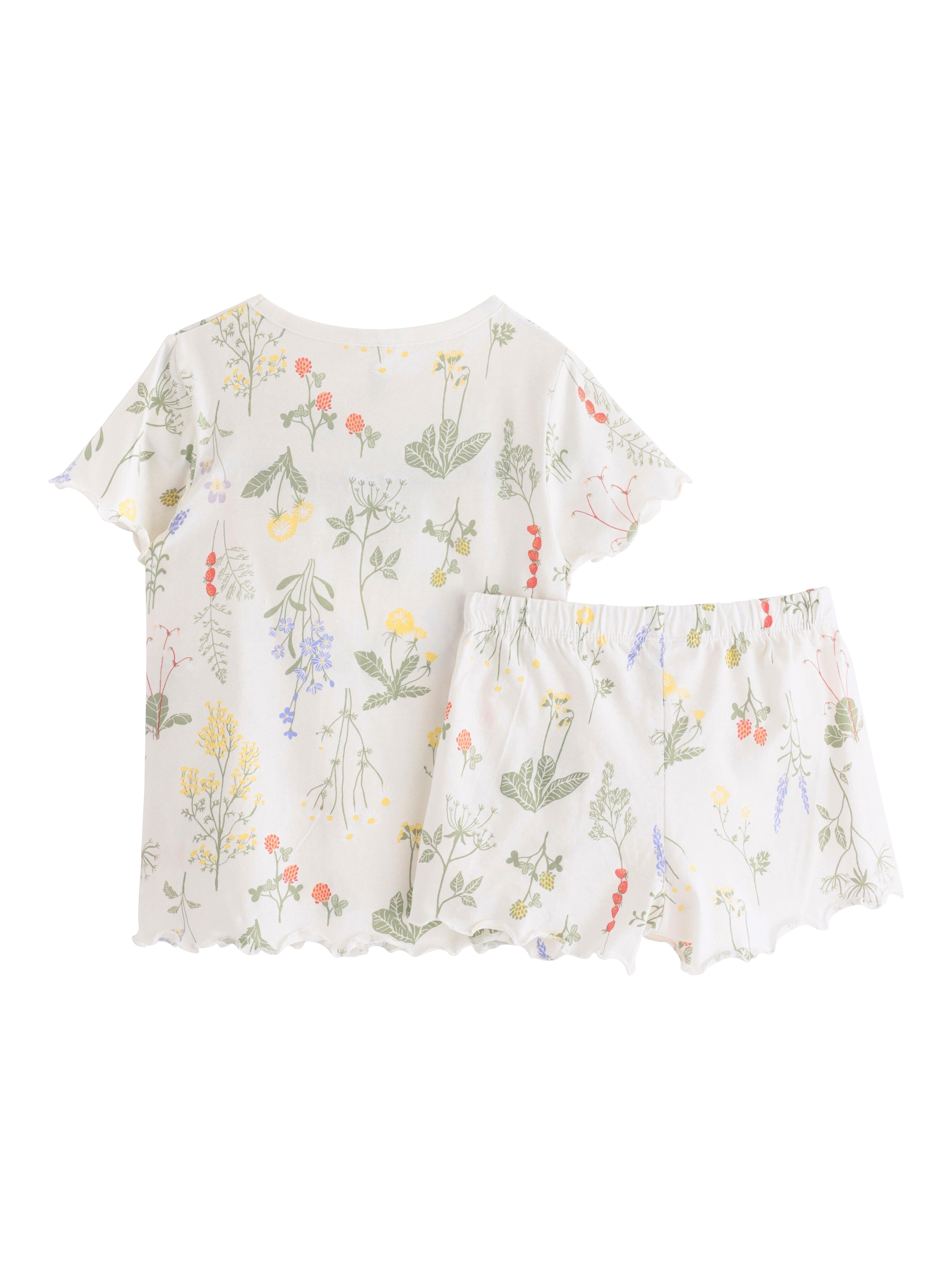 Product image 5 of 6, which shows Lindex Kids' Cotton Floral Shortie Pyjama Set, Light Dusty White, 6-8 years