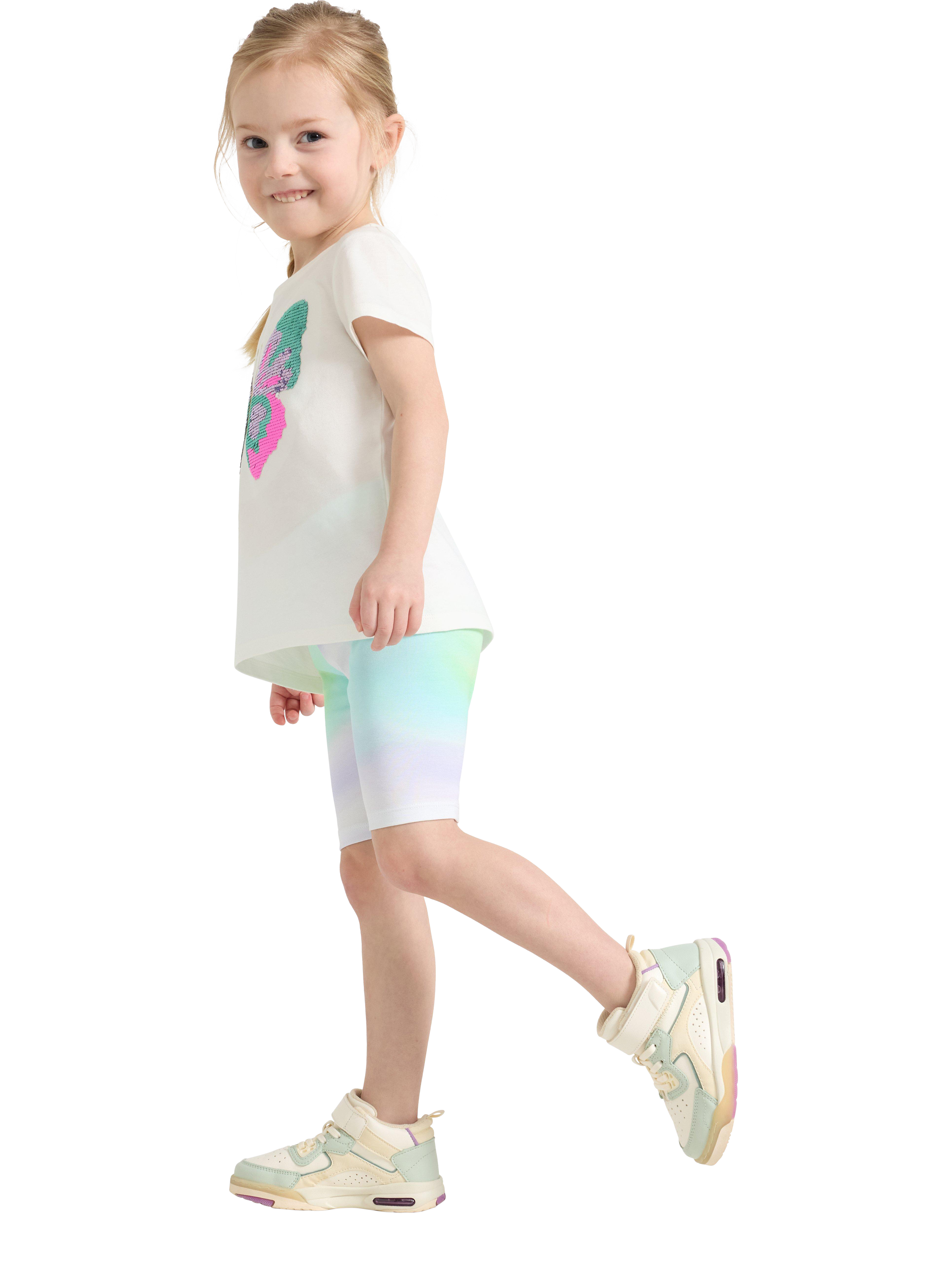 Product image 1 of 6, which shows Lindex Kids' Colour Wash Cycling Shorts, Light Dusty White, 2-3 years