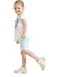 Lindex Kids' Colour Wash Cycling Shorts, Light Dusty White