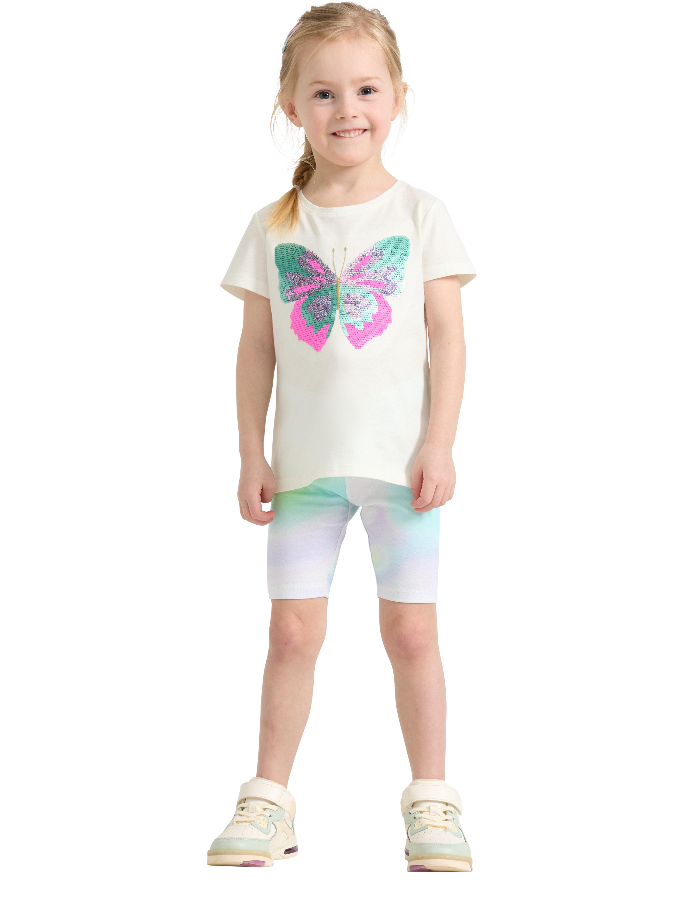 Product image 3 of 6, which shows Lindex Kids' Colour Wash Cycling Shorts, Light Dusty White, 2-3 years