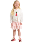 Lindex Kids' Cotton Smock Waist Tiered Skirt, Light Dusty Pink