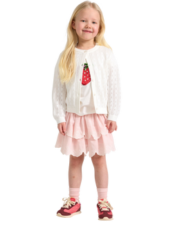 Lindex Kids' Cotton Smock Waist Tiered Skirt, Light Dusty Pink, Light Dusty Pink