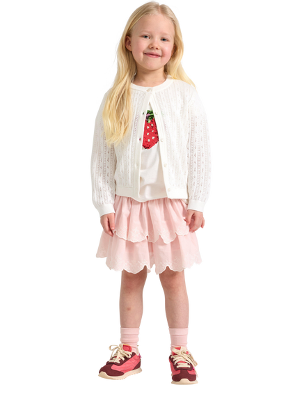 Lindex Kids' Cotton Smock Waist Tiered Skirt, Light Dusty Pink, Light Dusty Pink