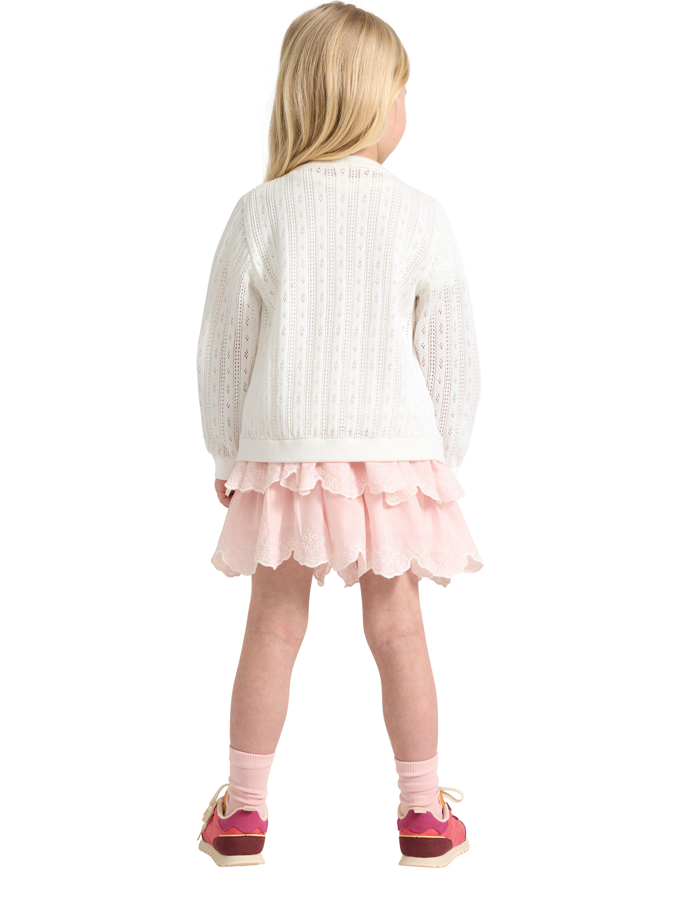 Product image 2 of 6, which shows Lindex Kids' Cotton Smock Waist Tiered Skirt, Light Dusty Pink, 18-24 months