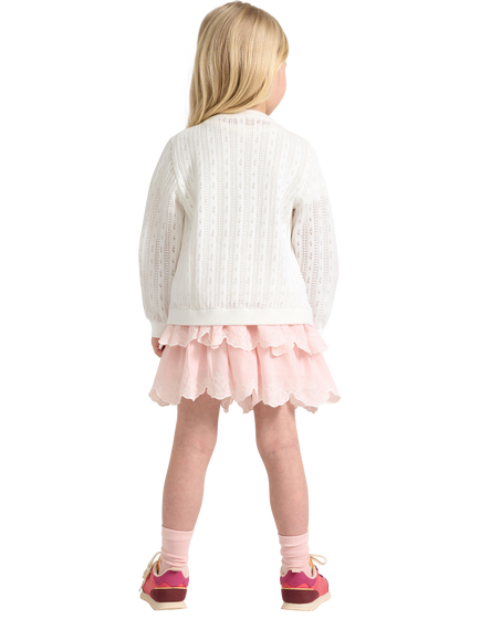 Lindex Kids' Cotton Smock Waist Tiered Skirt, Light Dusty Pink - view 2, Light Dusty Pink
