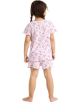 Lindex Kids' Cotton Floral Print Shortie Pyjama Set, Light Lilac