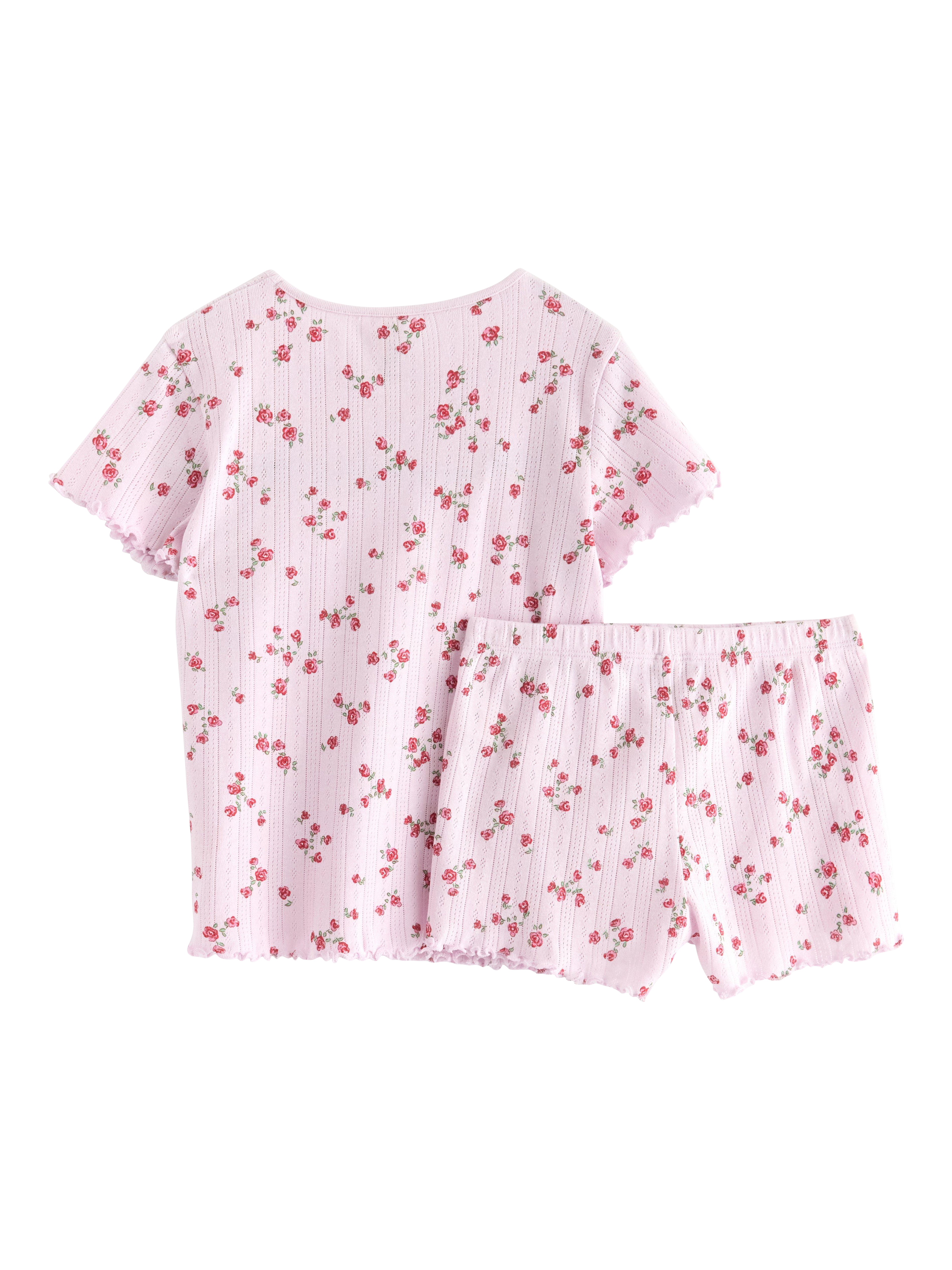 Product image 5 of 6, which shows Lindex Kids' Cotton Floral Print Shortie Pyjama Set, Light Lilac, 18-24 months