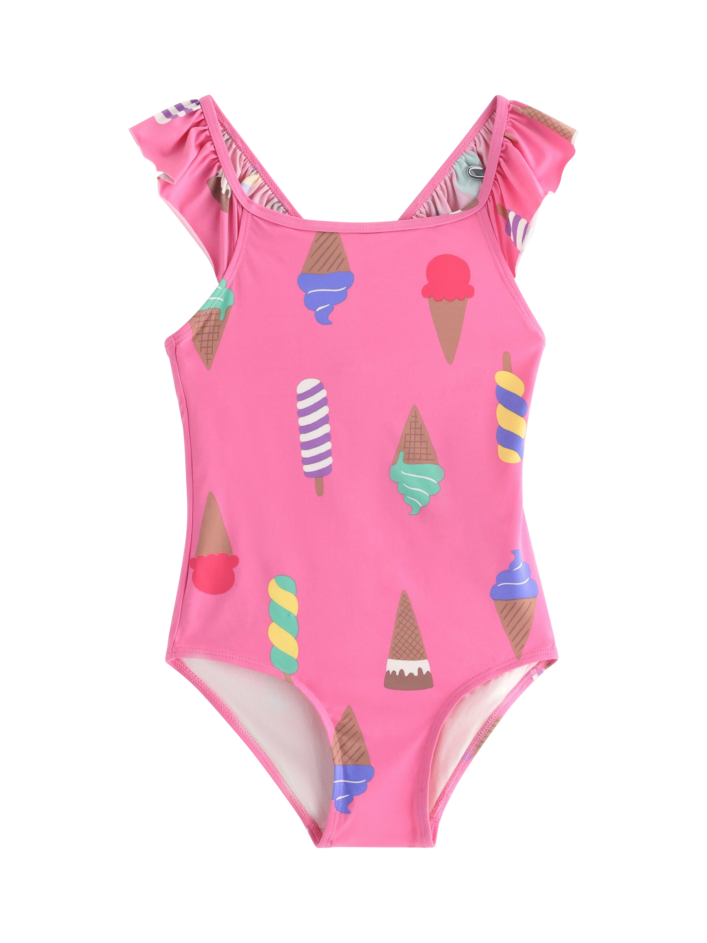 Product image 1 of 3, which shows Lindex Kids' Ice Cream Swimsuit, Pink, 6-8 years
