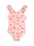 Lindex Kids' Strawberry Print Swimsuit, Light Dusty Pink