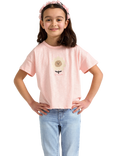 Lindex Kida' Cotton Floral Print Crew Neck T-Shirt, Light Pink
