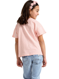 Lindex Kida' Cotton Floral Print Crew Neck T-Shirt, Light Pink