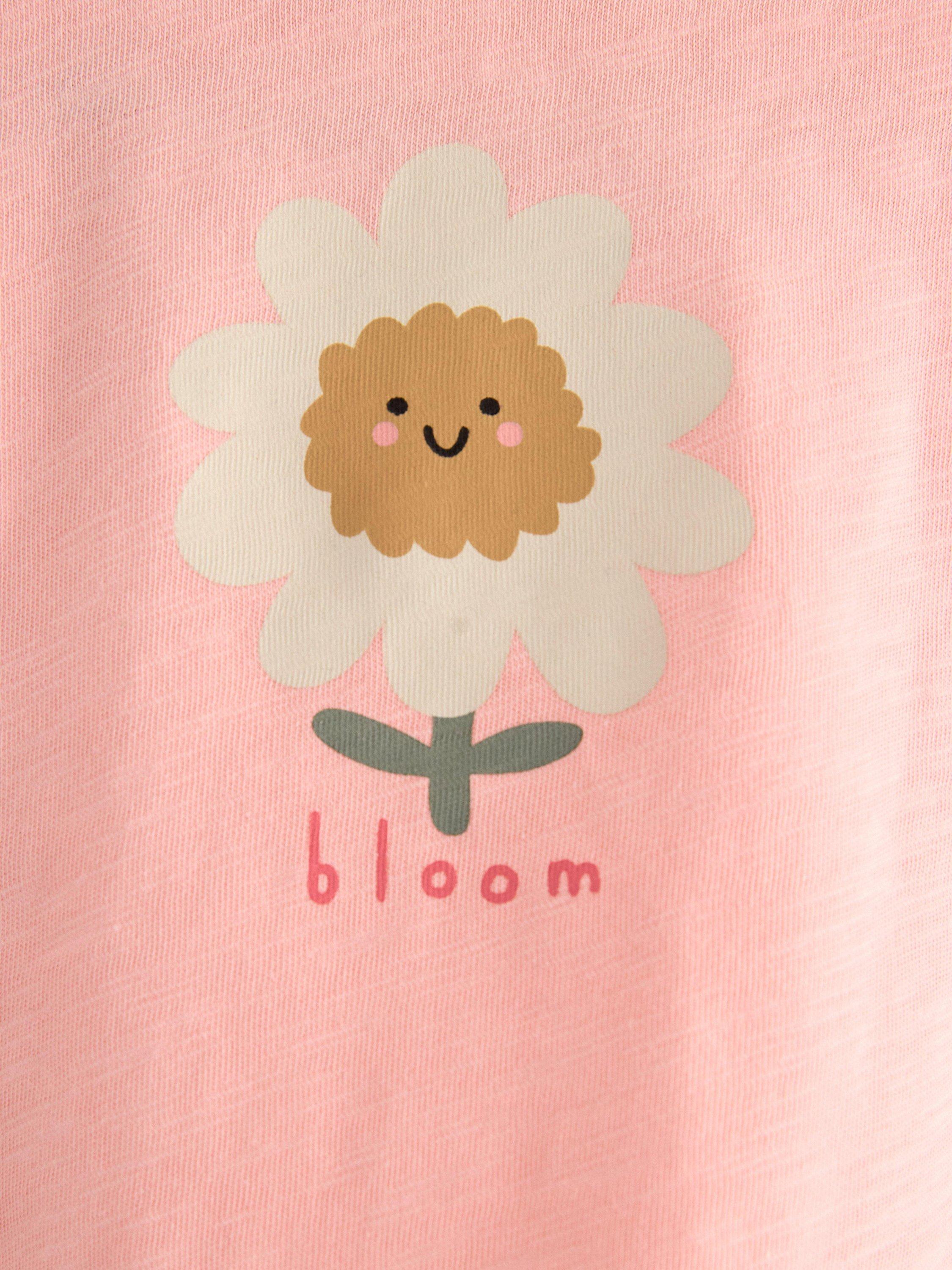 Product image 6 of 6, which shows Lindex Kida' Cotton Floral Print Crew Neck T-Shirt, Light Pink, 3-4 years