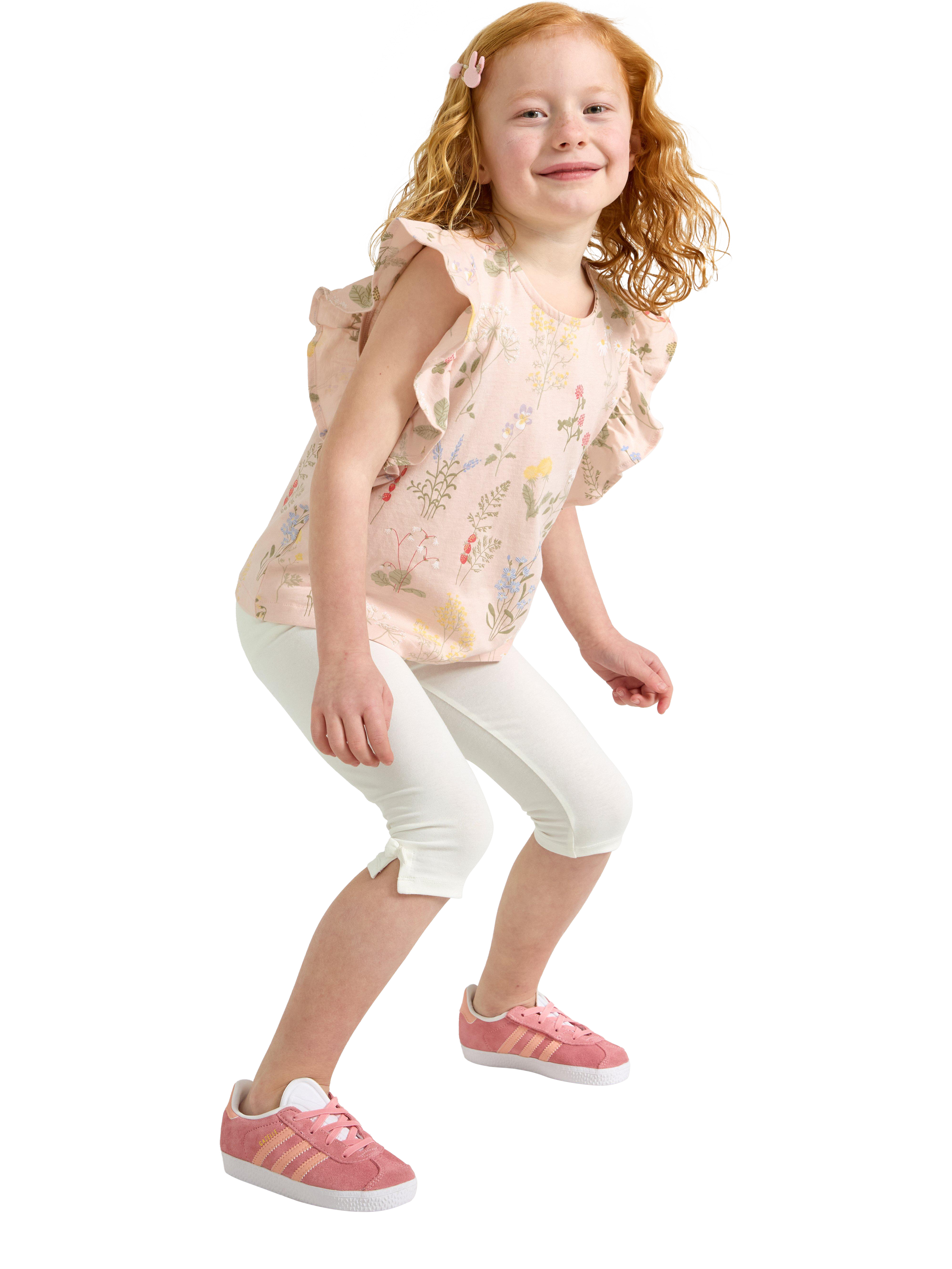 Product image 3 of 6, which shows Lindex Kids' Pure Cotton Sleeveless Floral T-Shirt, Light Pink, 6-7 years