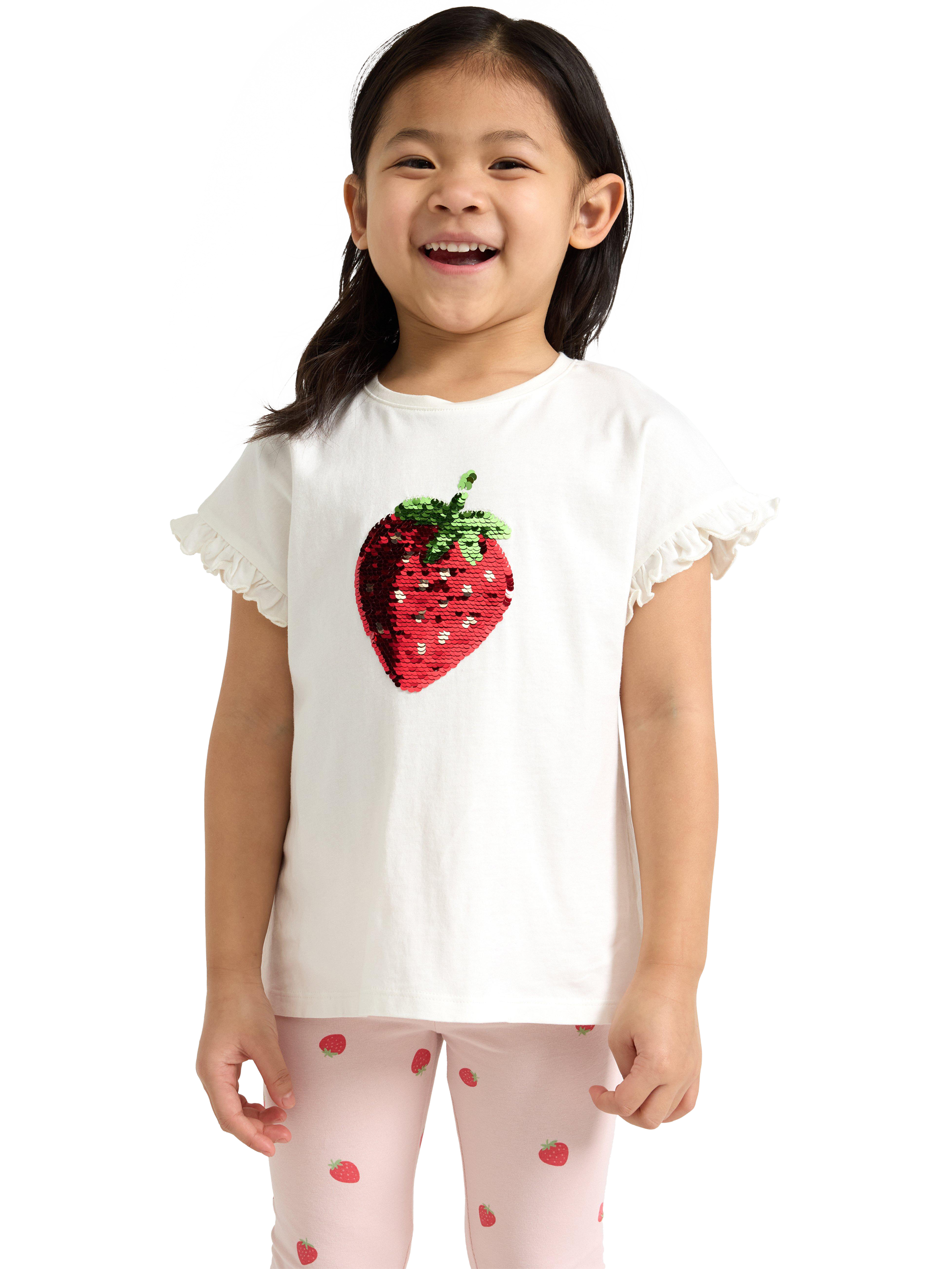Product image 1 of 6, which shows Lindex Kids' Cotton Sequin Embellished T-Shirt, Light Dusty White, 7-8 years