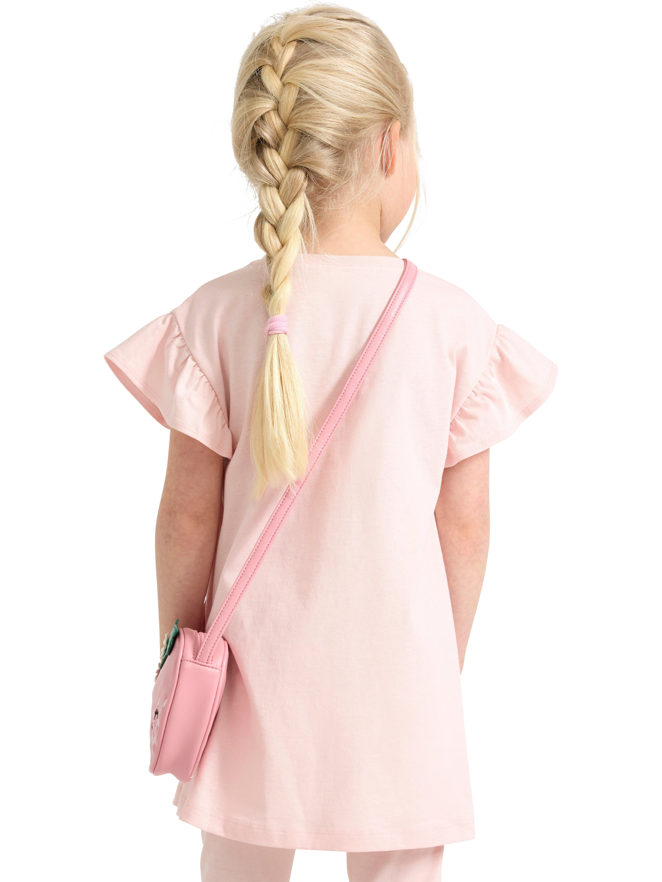 Product image 2 of 6, which shows Lindex Kids' Cotton Strawberry Pocket Tunic Top, Light Dusty Pink, 7-8 years