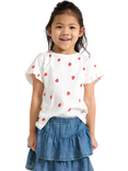 Lindex Kids' Cotton Strawberry Print T-Shirt, Light Dusty White