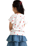 Lindex Kids' Cotton Strawberry Print T-Shirt, Light Dusty White