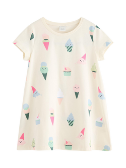 Lindex Short Sleeve Ice-Cream Print Tunic, White, White