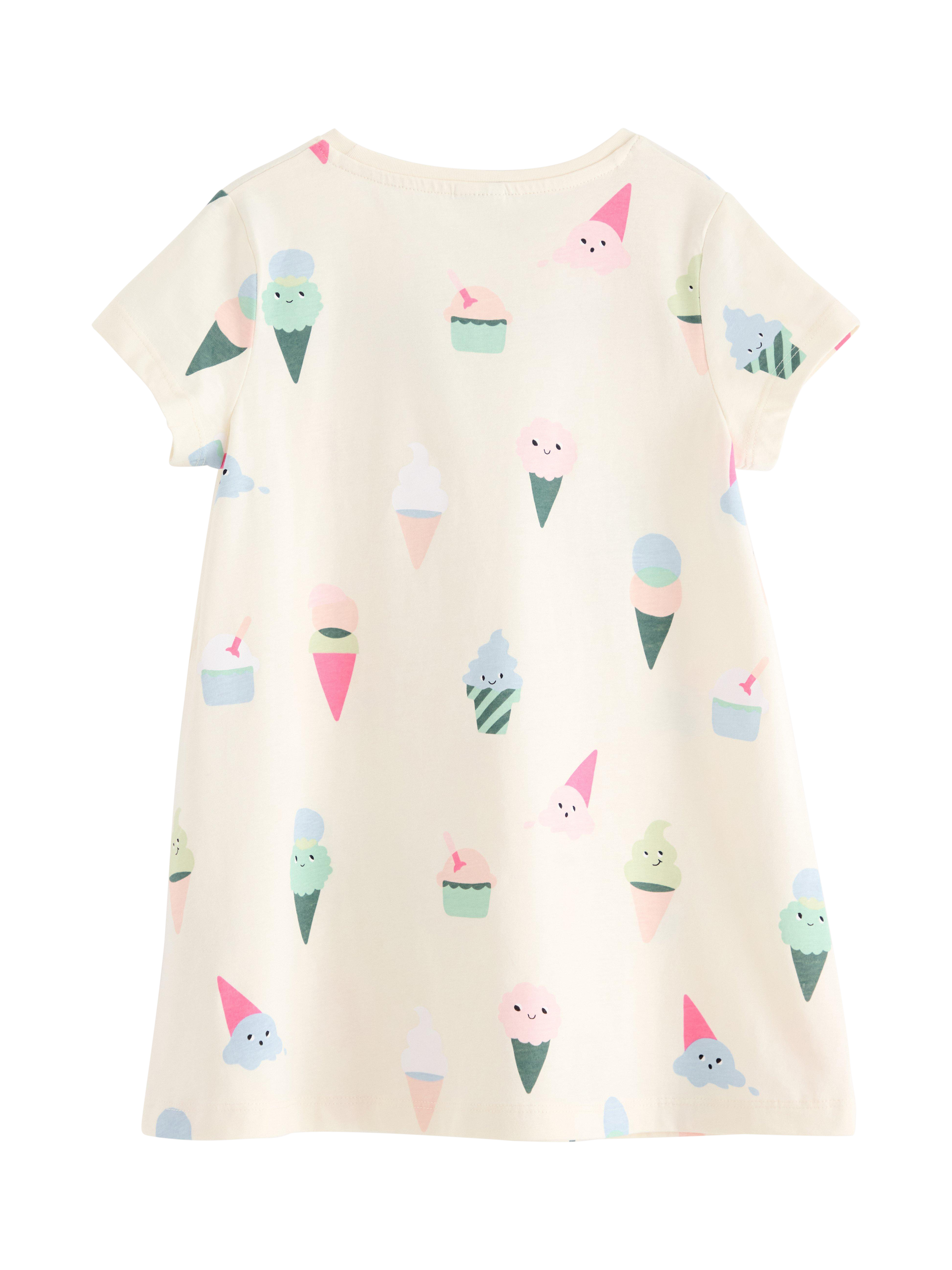 Product image 2 of 3, which shows Lindex Short Sleeve Ice-Cream Print Tunic, White, 2-3 years