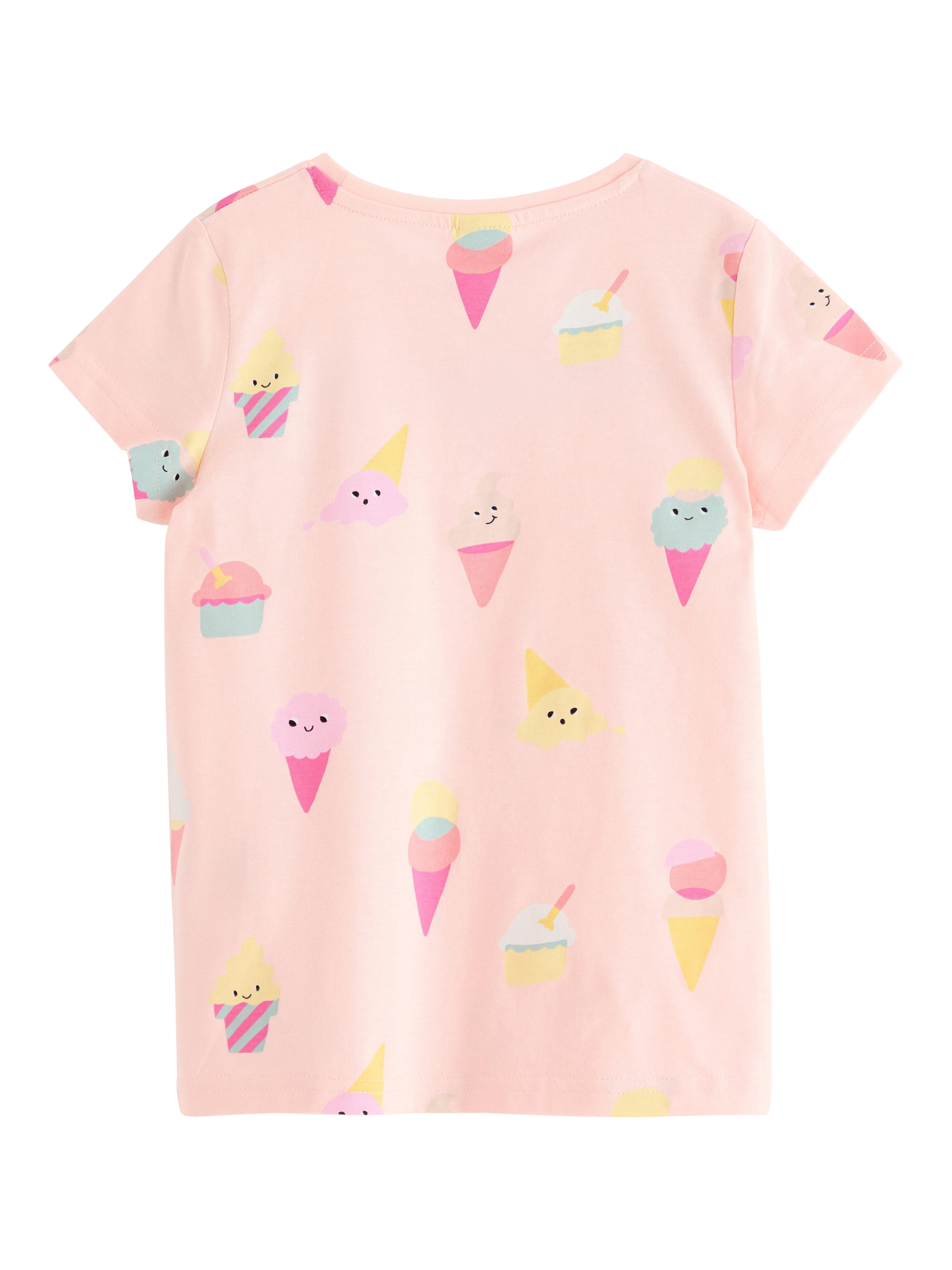 Product image 2 of 3, which shows Lindex Kids' Cotton Ice-Cream Print T-Shirt, Light Pink, 6-7 years