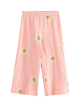 Lindex Kids' Cotton Jersey Floral Trousers, Light Pink