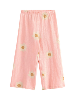 Lindex Kids' Cotton Jersey Floral Trousers, Light Pink, Light Pink