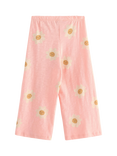 Lindex Kids' Cotton Jersey Floral Trousers, Light Pink