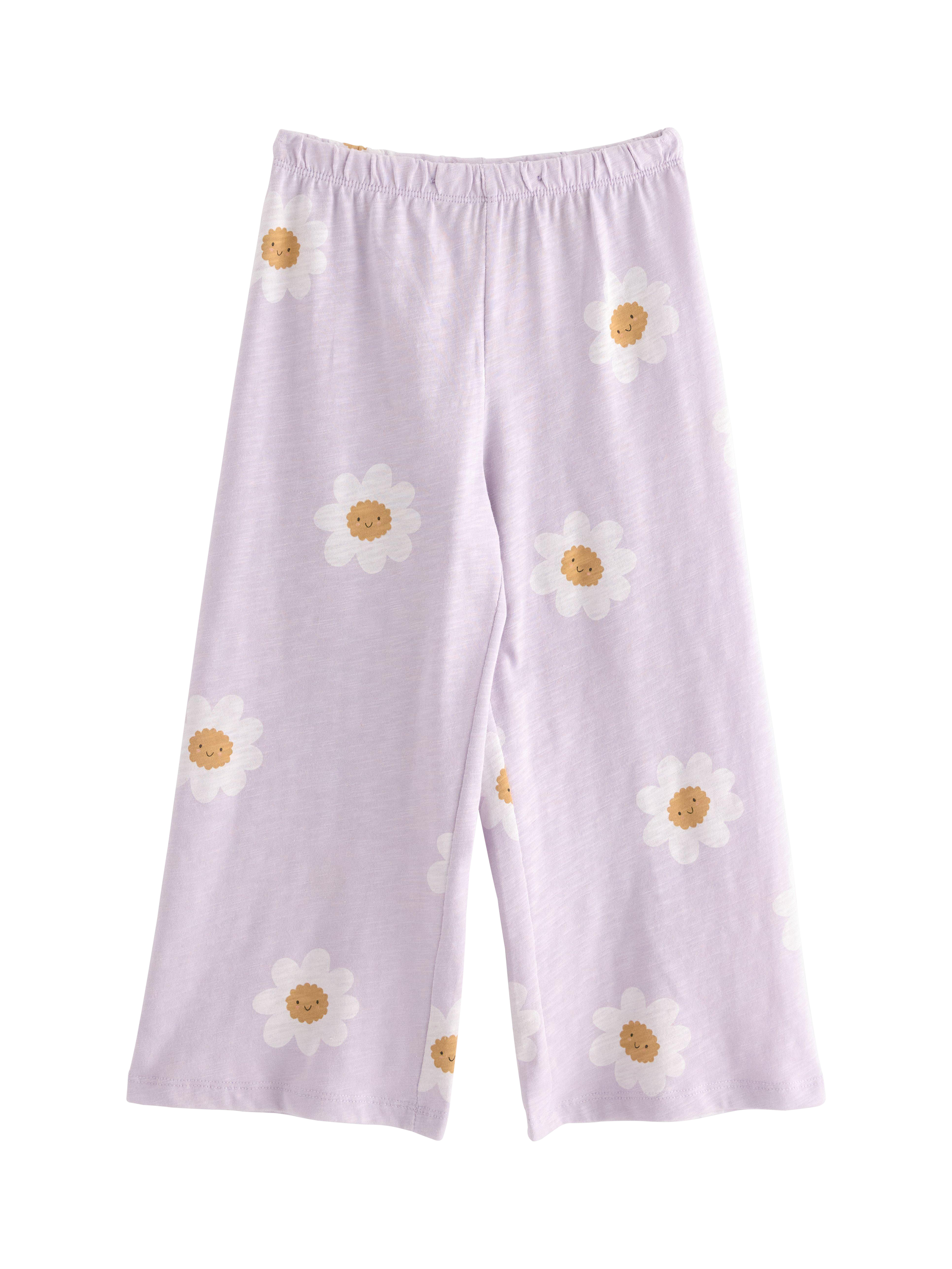 Product image 1 of 3, which shows Lindex Kids' Cotton Jersey Floral Trousers, Light Dusty Lilac, 4-5 years