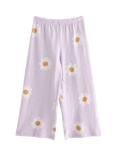 Lindex Kids' Cotton Jersey Floral Trousers, Light Dusty Lilac