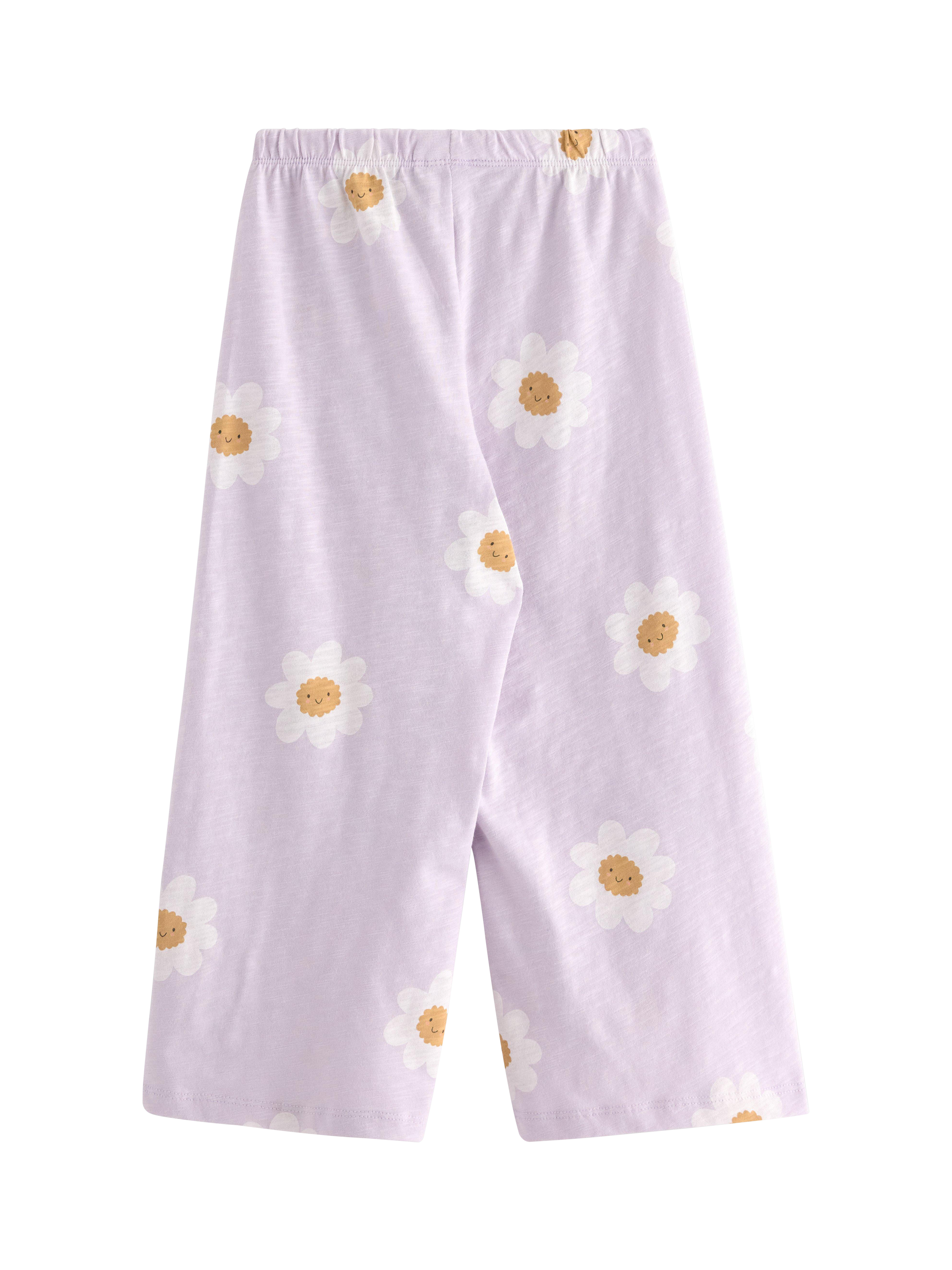 Product image 2 of 3, which shows Lindex Kids' Cotton Jersey Floral Trousers, Light Dusty Lilac, 4-5 years