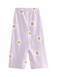 Lindex Kids' Cotton Jersey Floral Trousers, Light Dusty Lilac