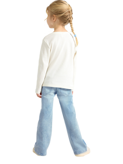 Lindex Kids' Flared Embroidered Jeans, Light Denim - view 2, Light Denim