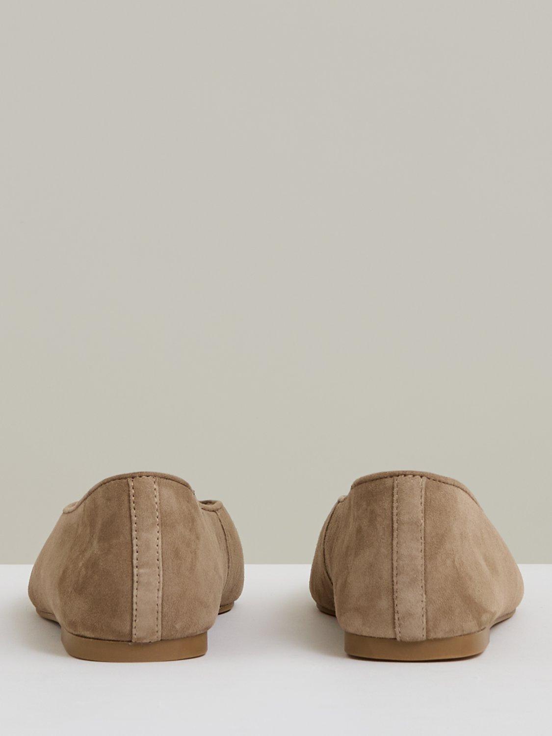 Product image 4 of 5, which shows Reiss Amelia Leather Rounded Point Toe Ballerina Pumps, Taupe, 3